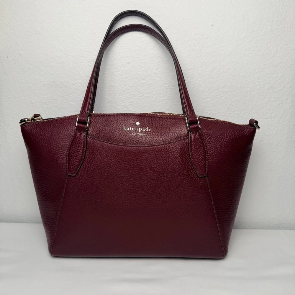 Kate Spade New York Monica pebbled leather Deep Red Satchel Bag - Picture 2 of 14